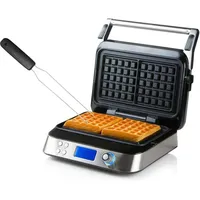 Domo - Digitales Doppel Waffeleisen Belgische Waffeln 5 Programme Timer mit Waffelgabel