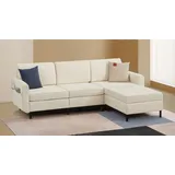 VASAGLE Modulares Sofa, L-förmiger Couch, 4-Sitzer, Schlafsofa mit Fußmodulen, tiefe Sitze - Weiß