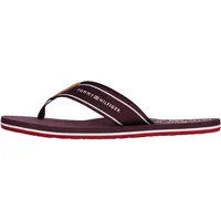 Tommy Hilfiger Herren Flip Flops Beach Sandal Breiter Zehenriemen, Rot (Deep Burgundy), 45