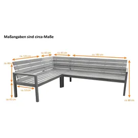 möbelliebling Gartengruppe 4tlg Gartentisch Teak 180 x 100 cm mit Eckbank & 2 Stühlen FREETOWN