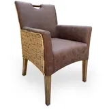 Esszimmer Stuhl Polsterstuhl mit Armlehnen Rattanstuhl Darwin Polster Lederoptik