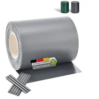 Juskys PVC Sichtschutzstreifen 0,19 x 35 m hellgrau inkl. Befestigungsklemmen 30 St.