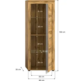 Möbel Boss Vitrine Jam 60 x 159 x 35 cm Eiche Wotan