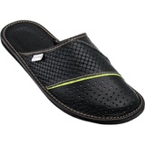 ESTRO Hausschuhe Herren Leder Herrenhausschuhe - Hausschuh Männer Pantoffel Pantoffeln Pantoletten Slipper Mann M66 (Schwarz, Numeric_48) - 48 EU