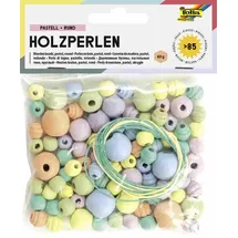 Folia Holzperlen Pastell rund Bastelset