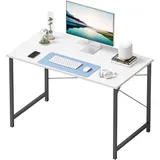 CubiCubi Schreibtisch Kleiner Tisch Computertisch, 100 x 48 x 75 cm Home Office Schreibtisch, Moderner Schlichter Stil PC-Schreibtisch für Zuhause, Büro, Studium, Schreiben, Vintage, Weiß