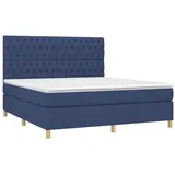 vidaXL Boxspringbett mit Matratze & LED Blau 180x200 cm Stoff