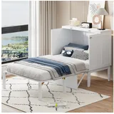 MODFU Funktionsbett Vertikales Klappbett (multifunktionales Klapp-Schrankbett mit Ablagefläche), ohne Matratze weiß