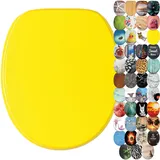 WC Sitz mit Absenkautomatik, viele schöne WC Sitze zur Auswahl, hochwertige und stabile Qualität aus Holz (Gelb)