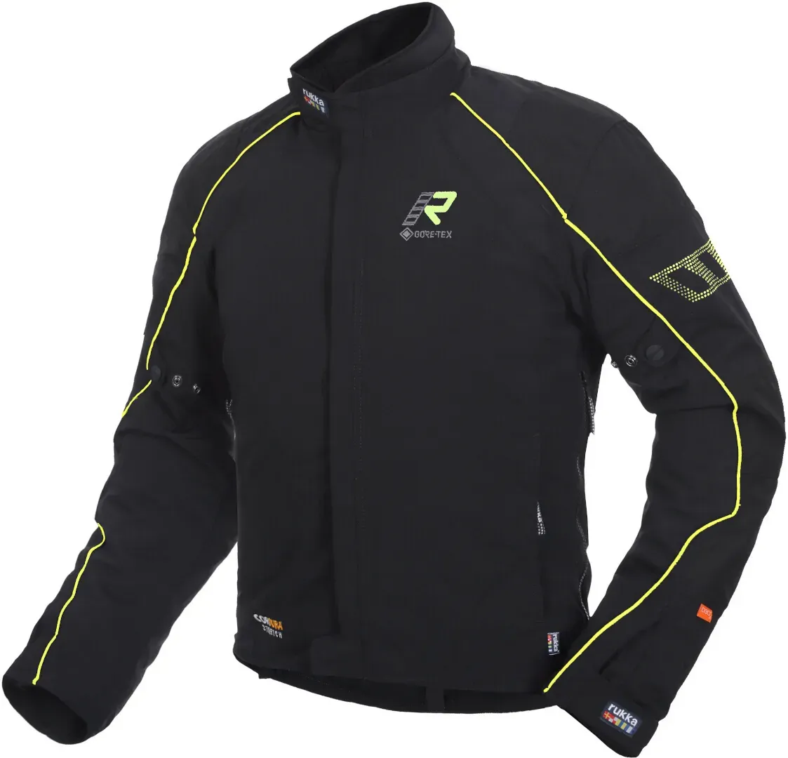 Rukka Comfo-R GTX Motorfiets textiel jas, zwart-geel, 46 Voorman