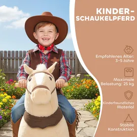 aiyaplay Reitpferd, Spielpferd zum Reiten mit Sattel Rollen 80 cm Braun