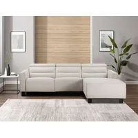 Ecksofa PLACES OF STYLE "Carpari, L-Form, 263 cm, mit manueller o. elektrischer Relaxfunktion" Sofas Gr. B/H/T: 263cm x 97cm x 179cm, Webstoff, Recamiere rechts, manuelle Relaxfunktion auf Seite gegenüber der Recamiere, beige (creme) und USB Kopfteilverstellg