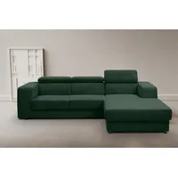 werk2 Ecksofa Cherry, modernes Sofa mit Komfortfunktionen, Breite 270cm, L-Form, bequem, mit verstellbaren Kopfteilen, Schlaffunktion und Bettkasten grün