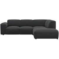 Ecksofa FLEXLUX "Lucera, super Sitzkomfort durch Kaltschaum im Sitz, L-Form" Sofas Gr. B/H/T: 256cm x 73cm x 231cm, Lederoptik, Chaiselongue links, grau (shark grey) modern & anschmiegsam, Designsofa, modernes skandinavisches Design