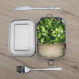 Intirilife Lunchbox Bentobox Aufbewahrungsbox aus Edelstahl in Silber mit 550 ml Füllmenge Auslaufsicher - 17 x 12 x 6 cm - Brot Dose Box Behälter