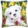 Vervaco Kreuzstich Stickpackungen Kissen Stickerei Set Anfänger Vorgedruckt Westie mit Osterglocken DIY Set Kreativ Set Für Erwachseneca. 40 x 40 cm Bastelset Handwerker Haus Dekoration
