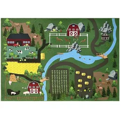 KJUT Kinderteppich Bauernhof Spielteppich , mehrfarbig , Synthetische Fasern , Maße (cm): B: 140 H: 0,4