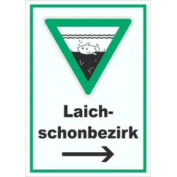 Laichschonbezirk Richtungspfeil rechts Schild A2 (420x594mm)