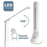 EAXUS Eaxus® Touch LED Tischleuchte - Schreibtischlampe/Notfalllampe Dimmbar mit 3 Helligkeitsstufen & USB, Weiß