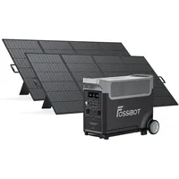 FOSSiBOT F3600 3840Wh LiFePO4 Tragbare Powerstation mit 2x420W Solarpanel, Solar Generator 3x230V AC Ausgang 3600W (7200W Peak), Stromspeicher, LED-Licht für Outdoor Camping, Wohnmobile, Reisen