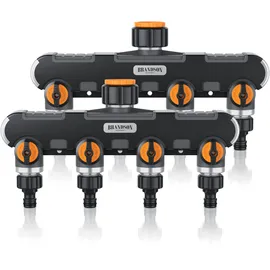 Brandson 4-Wege Wasserverteiler 2er-Set orange/schwarz
