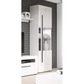 Lomadox Vitrine Turda-83 60 x 204 x 39 cm Weiß/Schwarz