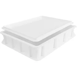 Pizza Lover Pizzaballenbox mit Deckel in weiß - Größe 30x40x7,5 cm Gärbox Teigballen Brotteig Hefeteig & Sauerteig Lebensmittel Box - Pizza Zubehör