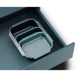 Joseph Joseph Nest, 3er Backblech-Set, stapelbar, Antihaft-Karbonstahl, leicht zu ziehende Griffe, platzsparend, 41 x 30 x 9,6 cm, Blau