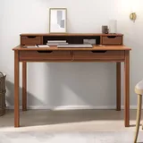 Idimex Schreibtisch Raul mit 4 Schubladen aus Massivholz, kastanienfarben - Bürotisch mit Stauraum und Nische, Home-Office-Schreibtisch, PC-Tisch mit Aufsatz