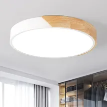 Style Home LED Deckenleuchte Deckenlampe 36W dimmbar mit Fernbedienung 3000K-6000K, Ø40*H4cm für Wohnzimmer Schlafzimmer Küche Holz