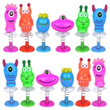 PartyPack 12x Monster Mix, Springfeder Spielzeug, Mitgebsel für Monster Party Kindergeburtstag, Monster Party Deko, kleine Geschenke für Kinder unter 5 euro pro Stück, Scherzartikel Kinder.