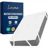 Lavea® Matratzenschoner 180x200 cm – wasserdicht, Atmungsaktive Matratzenauflage mit Baumwolle Polyester Mix, pflegeleichter Matratzenschutz für Bett und Hotel, mit Gummibändern - weiß