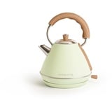 CREATE/KETTLE RETRO M/Elektrischer Wasserkocher Pastellgrün/Schnelles Aufkochen, Fassungsvermögen 1L, Abschaltautomatik, Anti-Kalk-Filter, Wasserstandsanzeige, Ø17.2cm, 2200W