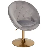 Wohnling Loungesessel HUARAL Samt 70 x 75 x 70 cm Grau/Gold mit Rollen