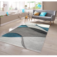 Teppich Teppich modern abstrakt in blau grau schwarz, TeppichHome24, rechteckig blau|grau|schwarz 80 cm x 150 cm