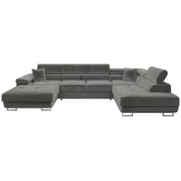 Mirjan24 Wohnlandschaft Silber, 7-Sitzer, rechts montierbar,Rechteckig, 346x90x203 cm, Wohnzimmer, Sofas & Couches, Wohnlandschaften, Wohnlandschaften in U-Form