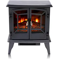 Classic Fire Narvik Elektrokamin mit Heizung – Elektroheizung 1800W - Kaminofen mit Heizung, Schalttafel und Timer - Elektroherd mit LED-Flammen - Freistehend - Schwarz