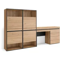 SKRAUT HOME Schuhschrank, Eiche, Holzwerkstoff, 5 Schubladen, Rechteckig, 247x145x35