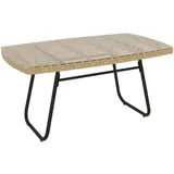 Outsunny Polyrattan Beistelltisch 90 x 50 x 45 cm Naturholz/Beige