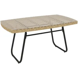 Outsunny Polyrattan Beistelltisch 90 x 50 x 45 cm Naturholz/Beige