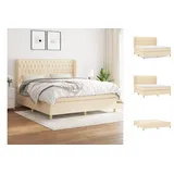 vidaXL Boxspringbett mit Matratze Creme 180x200 cm Stoff