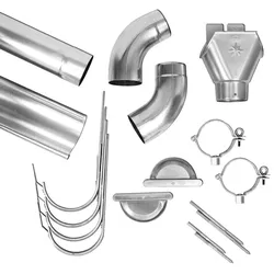 12m Dachrinnen Set Komplettpaket Komplettset mit Fallrohr stahl verzinkt (Ausführung: 7tlg./280mm mit 80mm Fallrohr)