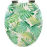 Sanfino WC Sitz Tropical Leaves Toilettendeckel mit Absenkautomatik aus Holz