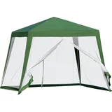 Outsunny Gartenpavillon Festzelt 3x3 m wetterfest mit Moskitonetz, Metall & Polyester, ideal für Partys im Freien, grün   Aosom.de
