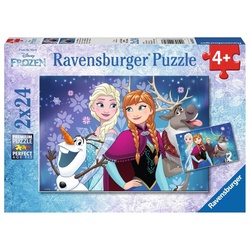 Ravensburger Puzzle 2 x 24 Teile Kinder Puzzle Disney Frozen Nordlichter 09074, 24 Puzzleteile