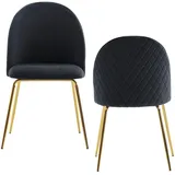KADIMA DESIGN Esszimmerstuhl 2er Set Samt Gepolstert, Küchenstuhl in Schwarz Stativgestell, 53x87x50 cm, Esszimmer, Stühle, Esszimmerstühle, Vierfußstühle