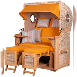Mr. Deko bene,iving Strandkorb Komplettset Ammersee Teak Bullauge PE shell Modell 586