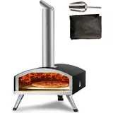 Vevor Tragbarer Pizzaofen Outdoor 304,8 mm, Gas Holzpellets Holzkohle Pizzaofen, Edelstahl Pizzaofen, Max. 540 °C Holzpelletsschaufel - Pizzastein & Tragetasche–Premium Pizza Holzofen 304mm Garten