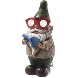 MARELIDA LED Solar Gartenzwerg BÜCHERWURM Gartenfigur Gartendeko Solarleuchte Solarfigur