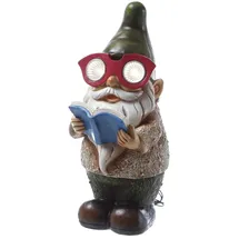 MARELIDA LED Solar Gartenzwerg BÜCHERWURM Gartenfigur Gartendeko Solarleuchte Solarfigur
